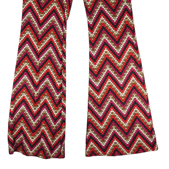 NEW Lounge Pants Womens M Juniors L Chevron 70's 80's Boho High Rise Flare Leg - Picture 3 of 8